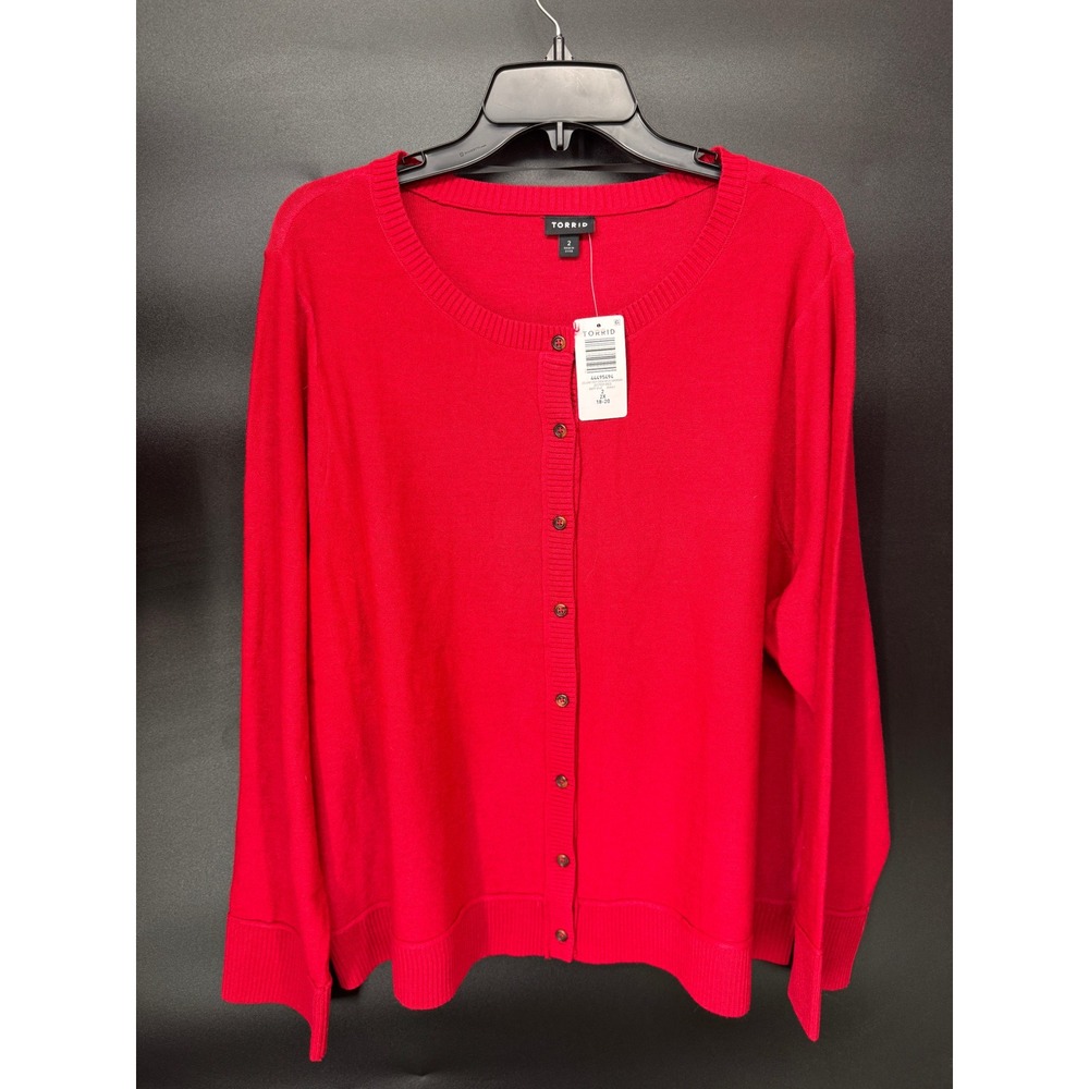 Torrid Cardigan Women 2X Jester Red NWT Luxe Cozy Crew Neck Button Front Knit